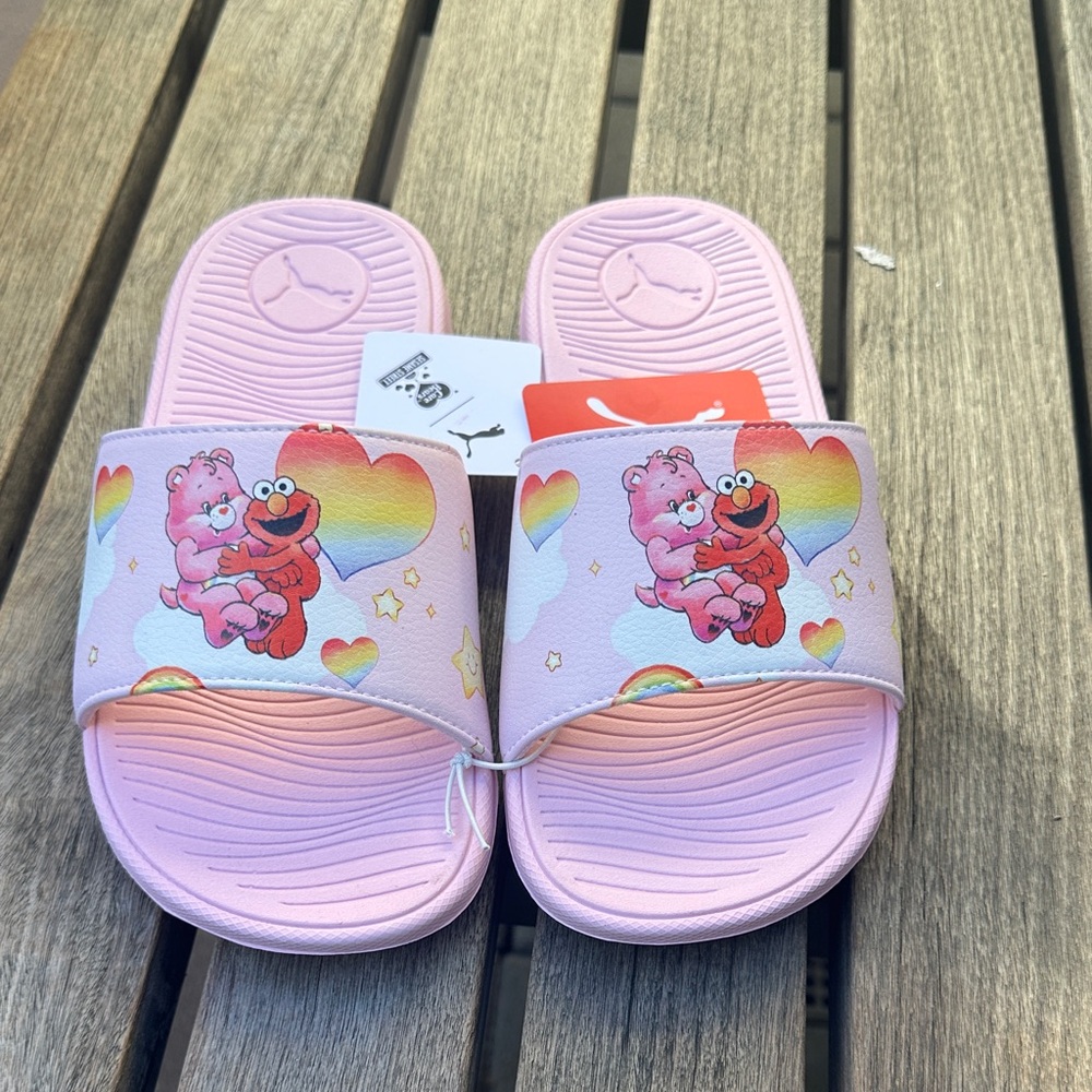 Puma Pink Kids Slide Sandals with Characters